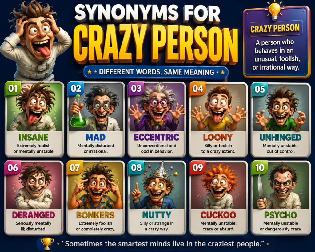 synonyms for crazy person