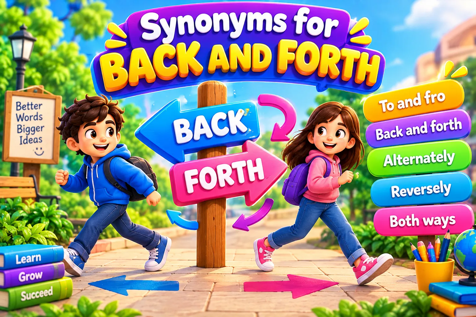 Synonyms for back and forth