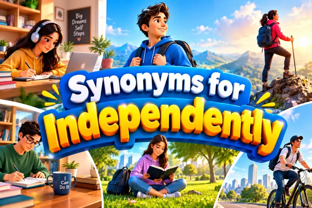 Synonyms for independently