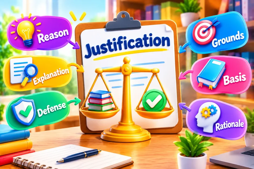 Synonyms for justification